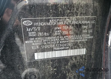 2018 Hyundai Elantra Sel from USA, damaged, VIN 5NPD84LF2JH243363